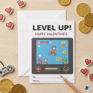 Level Up Retro Video Game Pixel Art Boys Classroom Card
