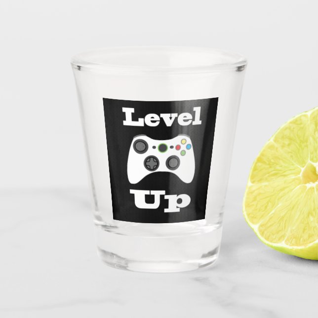 Level Up Shot glass (Front)