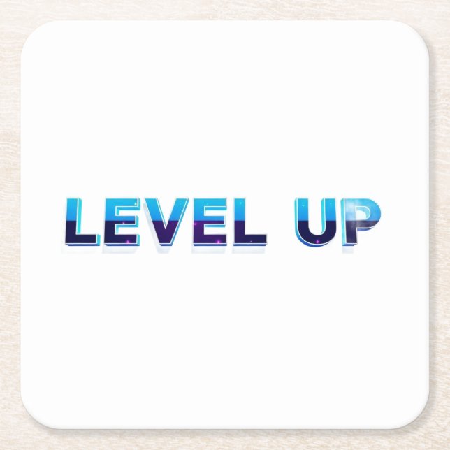 Level Up Square Paper Coaster (Front)