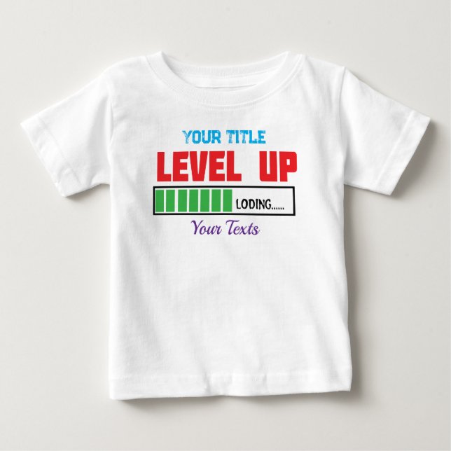 Level Up text with green loading progress Baby T-Shirt (Front)
