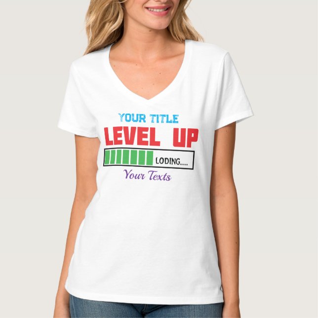 Level Up text with green loading progress T-Shirt (Front)