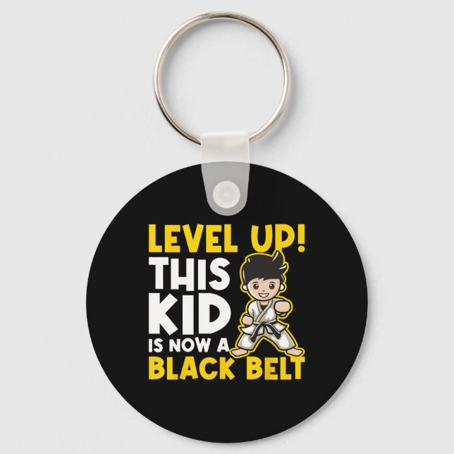 Level Up This Kid Is Now A Black Belt - Karate Mar Key Ring (Front)