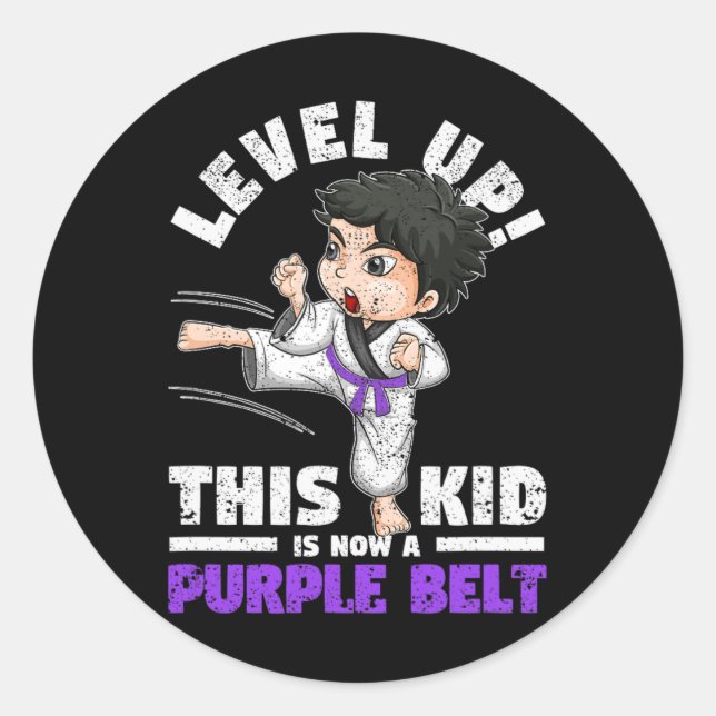 Level Up This Kid Is Now A Purple Belt Karate Mart Classic Round Sticker (Front)