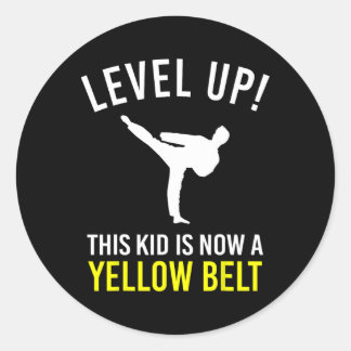 Level Up! This Kid Is Now A Yellow Belt Karate Awa Classic Round Sticker