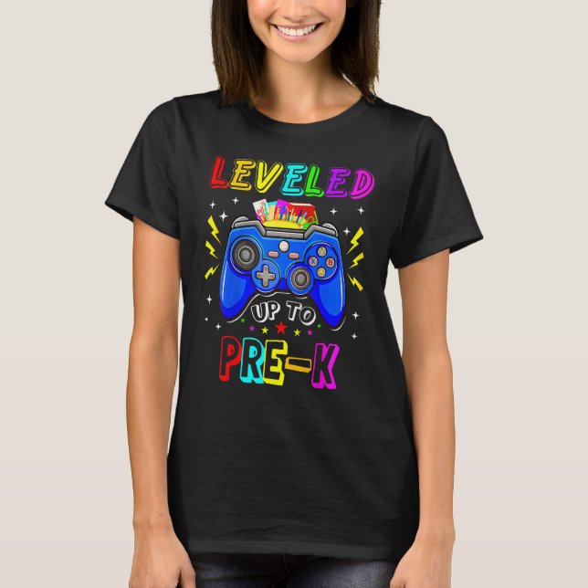 Level Up To Pre K Back To School Video Game Contro T-Shirt (Front)