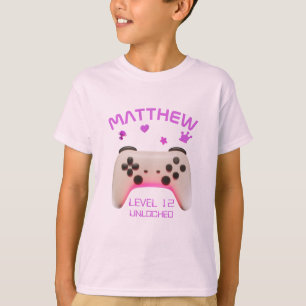Level Up Unlocked Controller Gamer Birthday Party T-Shirt