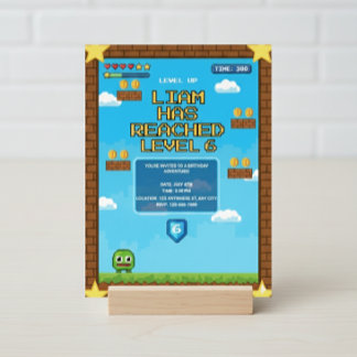 Level Up Video Game Birthday Party Invitation