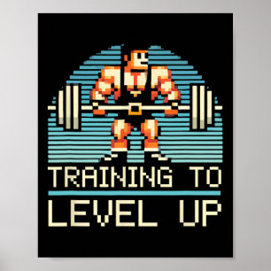 Level Up Video Game Gamer Gym Workout Gaming Fitne Poster