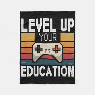Level Up Your Education Video Gamer Unlock In Prog Fleece Blanket