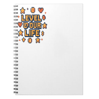 "Level Up Your Life" – Pixel Art Motivational Desi Notebook