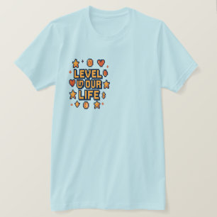 "Level Up Your Life" – Pixel Art Motivational Desi T-Shirt