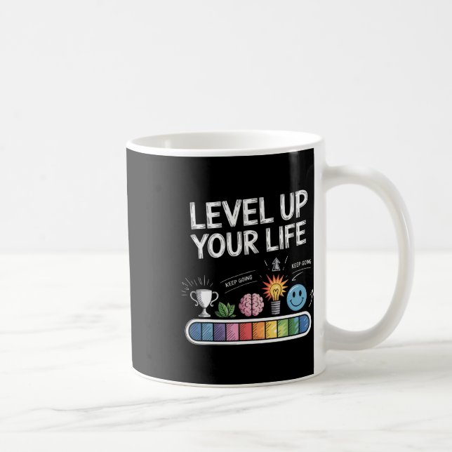 Level Up Your Life Progress Bar Gamer Motivation  Coffee Mug (Right)