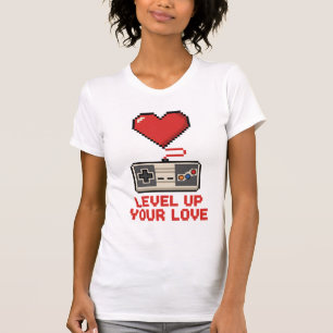 Level Up Your Love, Retro Pixel Gaming Design T-Shirt