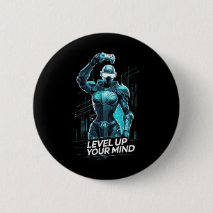 Level Up Your Mind Ai Gamer  6 Cm Round Badge