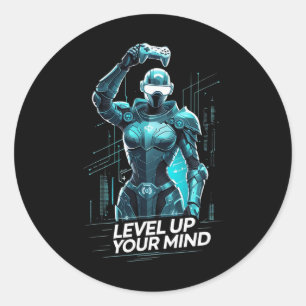 Level Up Your Mind Ai Gamer  Classic Round Sticker