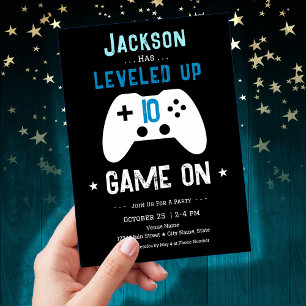 LEVELED Up 10th Birthday Invitation