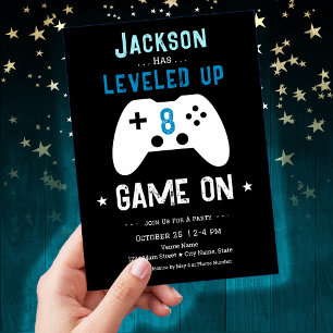 LEVELED Up 8th Birthday Boy Invitation