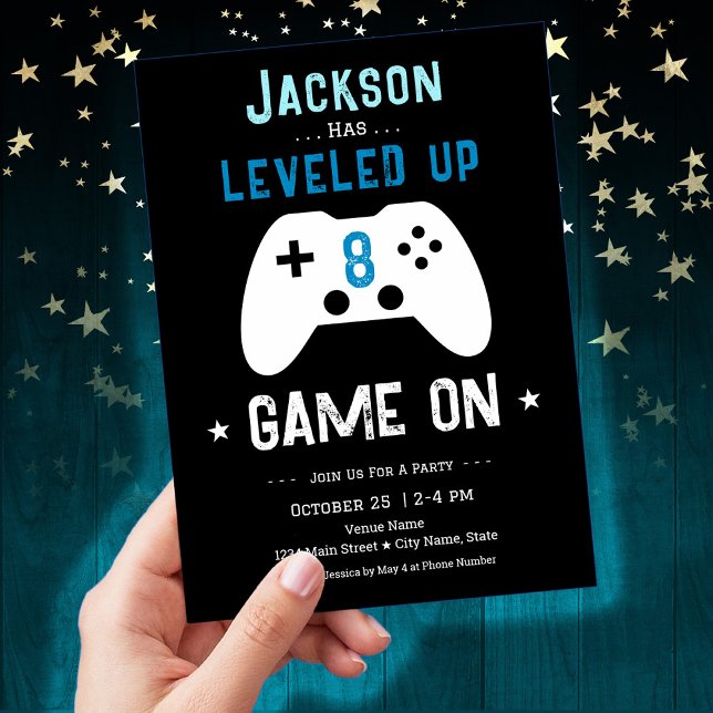 LEVELED Up 8th Birthday Boy Invitation (Creator Uploaded)