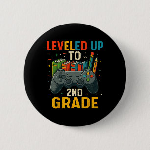 Leveled Up To 2nd Grade Gamer Back To School First 6 Cm Round Badge