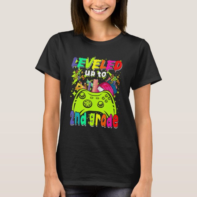 Leveled Up To 2nd Grade Gamer Back To School First T-Shirt (Front)