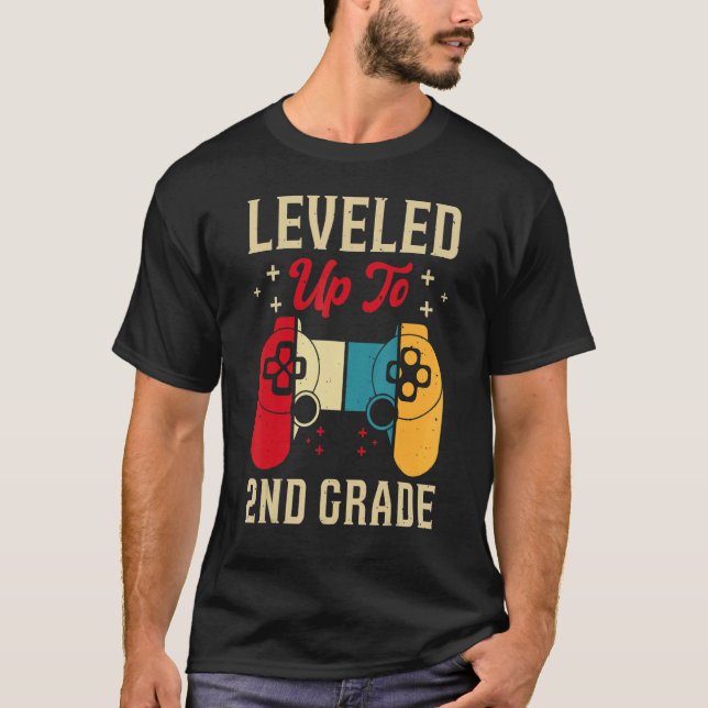 Leveled Up To 2nd Grade Gamer Back To School First T-Shirt (Front)