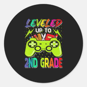 Leveled Up To 2nd Grade Gamer Ck To School First D Classic Round Sticker
