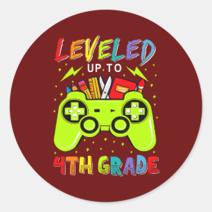 Leveled Up To 4th Grade Gamer Back To School Classic Round Sticker