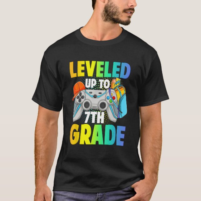 Leveled Up To 7th Grade Video Gamer Back To School T-Shirt (Front)