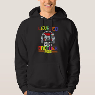 Leveled Up To Big Brother 2023 Gamer Big Bro Boys Hoodie
