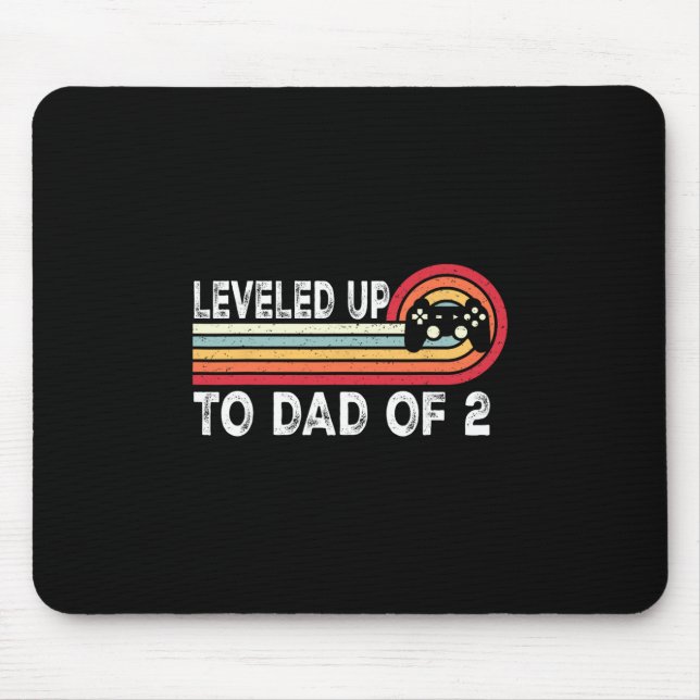 Leveled Up To Dad Of 2 Daddy Again Pregnancy Annou Mouse Pad (Front)