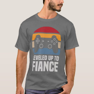 Leveled Up to Fiance Gifts for Him Newly Engaged C T-Shirt