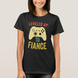 Leveled Up To Fiance Newly Engaged Couple Vintage T-Shirt