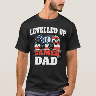 Leveled up to Gamer Dad: American Flag Controller T-Shirt