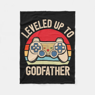 Leveled Up To Godfather Video Gamer Retro  Fleece Blanket