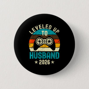 Leveled Up To Husband 2026 Newlywed Groom Just Mar 6 Cm Round Badge