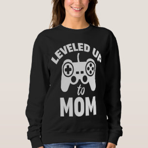 Leveled Up To Mom Gamer  Pregnancy Announcement Sweatshirt
