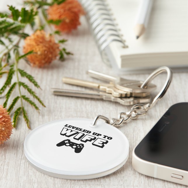 Leveled Up to Wife Gaming Controller Design Key Ring (Front Right)