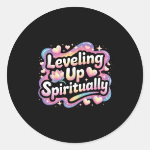 Leveling Up Sritually Mindfulness Meditation Classic Round Sticker