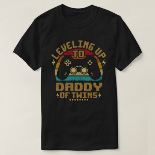 Leveling Up To Daddy Of Twins Gaming Gamer Dad T-Shirt