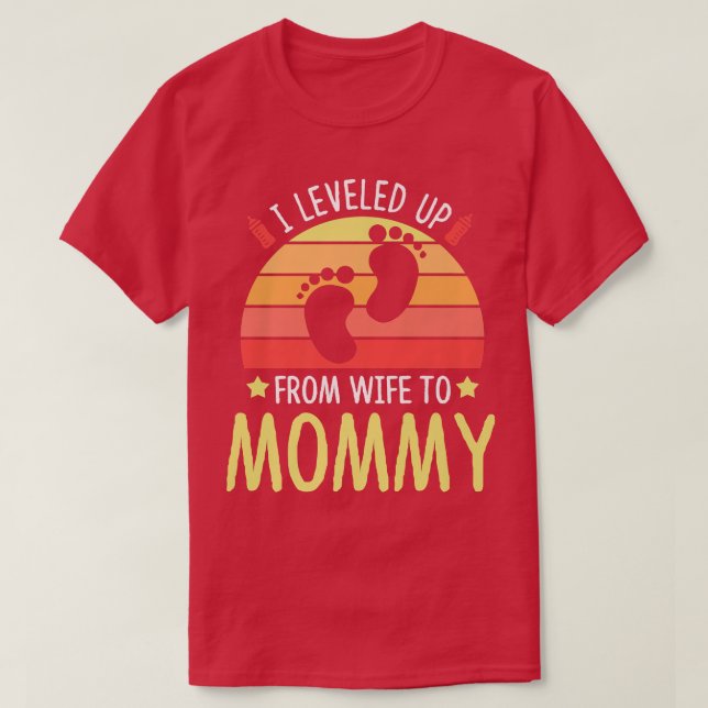 Levelled Up From Wife To Mummy Pregnant Future Mum T-Shirt (Design Front)