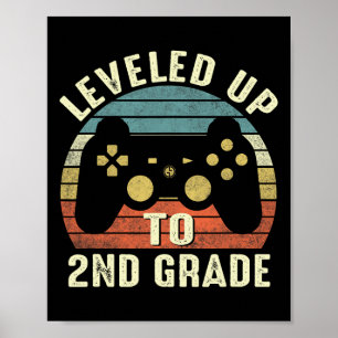 Levelled Up To 2nd Grade Back To School Gamer Boys Poster