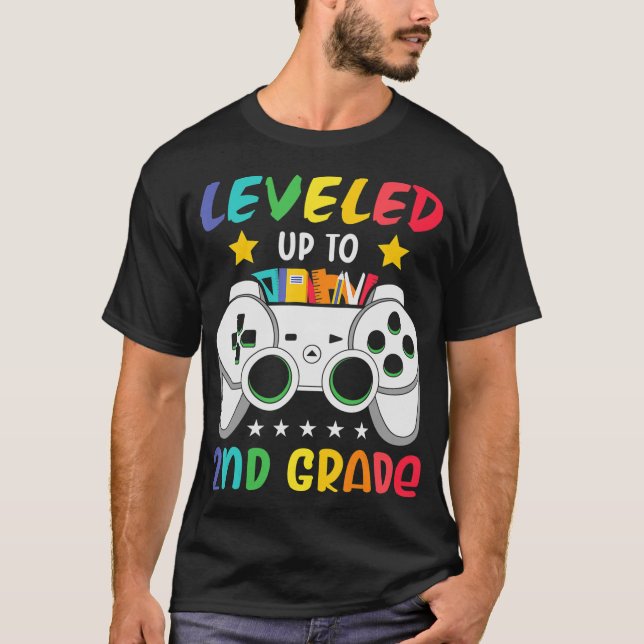 Levelled Up To 2nd Grade Boy Second Grade Crew Bac T-Shirt (Front)