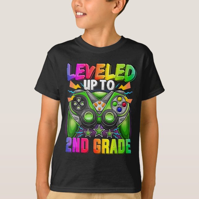 Levelled Up To 2nd Grade Gamer Back To School Firs T-Shirt (Front)