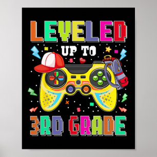 Levelled Up To 3rd Grade Gamer First Day Boys Back Poster