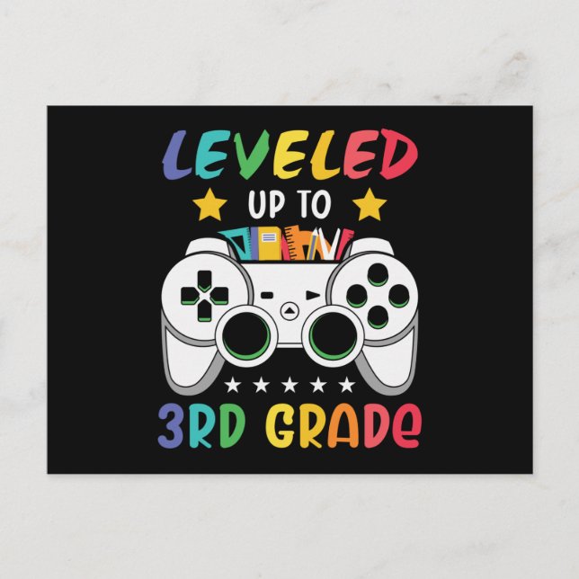 Levelled Up To 3rd Grade Video Game School Gift Postcard (Front)