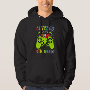 Levelled Up To 4th Grade Gamer Back To School Firs Hoodie