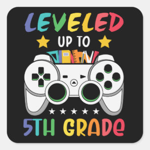 Levelled Up To 5th Grade Back to School Video Game Square Sticker