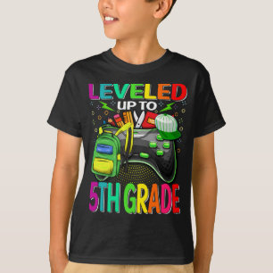 Levelled Up To 5th Grade Gamer Back To School Firs T-Shirt