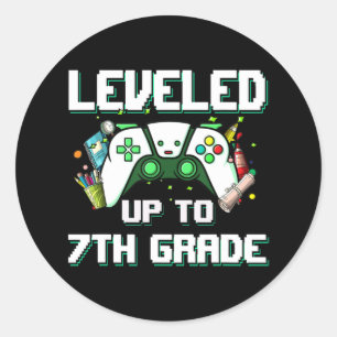 Levelled Up To 7th Grade Gamer Back To School Boys Classic Round Sticker