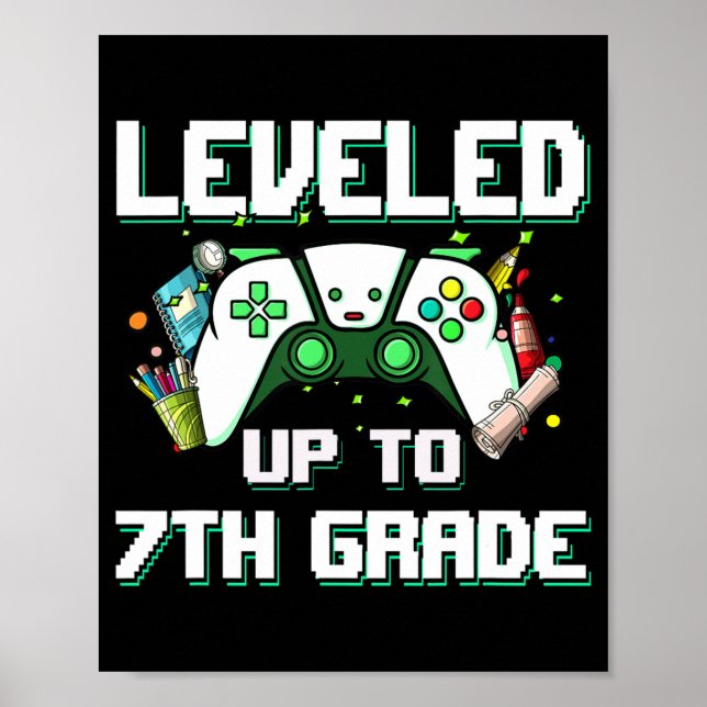 Levelled Up To 7th Grade Gamer Back To School Boys Poster (Front)
